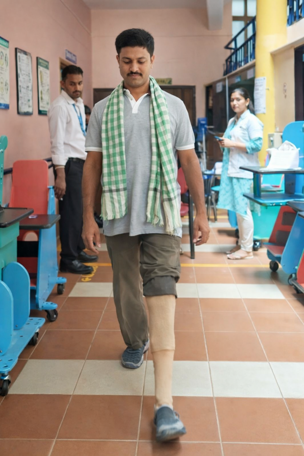 Walking with a prosthetic leg